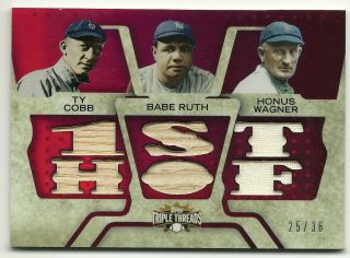 2008 Topps Triple Threads Ty Cobb,  Babe Ruth,  Honus Wagner Jersey Bat 25/36