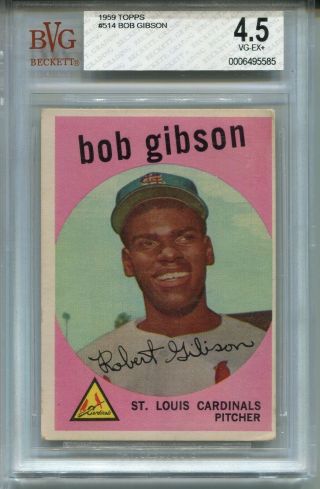 1959 59 Topps Baseball 514 Bob Gibson Rookie Card Rc Bvg 4.  5
