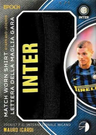 2016 - 17 Epoch Inter Milan Mauro Icardi Match Worn Collar Tag Logo Patch Card 1/1