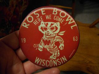 Wisconsin Badgers Rose Bowl Here We Come 1963 Sticker W Mascot