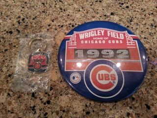 Chicago Cubs 1992 Collectible Button (oversize) And Key Chain