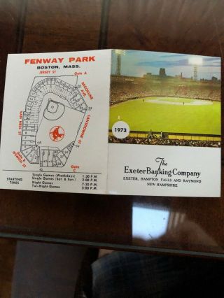 1973 Boston Red Sox Baseball Pocket Schedule Exeter Banking Company