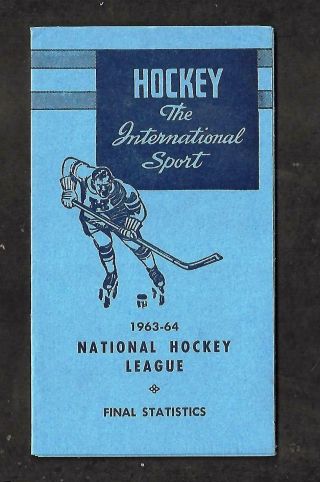 1963 - 64 National Hockey League Final Statistics,  5 Page Fold Out,  3 1/2 " X 6 1/4