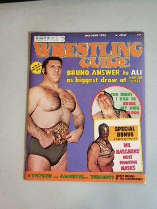 Wrestling Guide October 1975 Bruno Sammartino Mil Mascaras Dos Caras Wwe Wwf Nwa