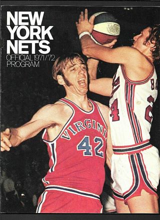 1971 - 72 Aba Basketball Program Ny Nets Vs Miami Floridians Rick Barry Nm