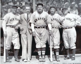 Babe Ruth,  Bill Mckechine Braves Lou Gehrig,  Joe Mccarthy Yankees Ford Frick 8x10