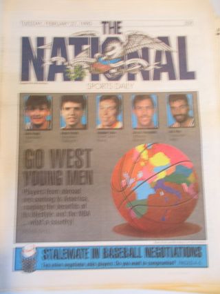 The National Sports Daily Newspaper Nba Players Drazen Petrovic Vlade Divac 1990