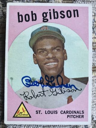 1959 Topps 514 Bob Gibson Cardinals Rookie Autographed Signed