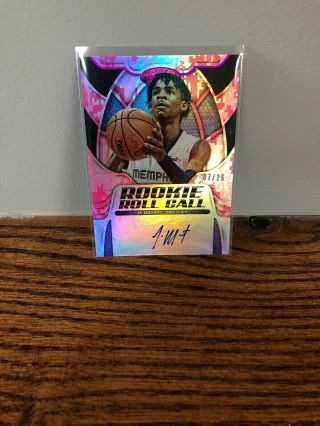 07/25 Ja Morant 2019 - 20 Certified Rookie Roll Call Camo Auto Autograph Rc Pink