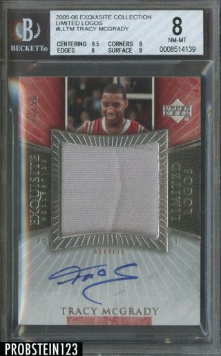 2005 - 06 Ud Exquisite Limited Logos Tracy Mcgrady Gu Patch Auto /50 Bgs 8