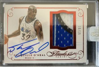 2014 - 15 Panini Flawless Shaquille O’neal Ruby Logo Patch Auto /15