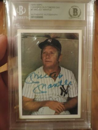 1976 Sspc Mickey Mantle 7 Signed Autographed Beckett Authentic Certified Auto
