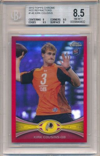 Kirk Cousins 2012 Topps Chrome Rc Rookie Red Refractor Sp 22/25 Bgs 8.  5 Nm - Mt,