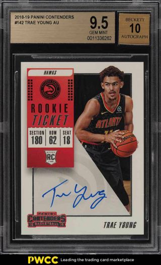 2018 Panini Contenders Trae Young Rookie Rc Auto 142 Bgs 9.  5 Gem (pwcc)