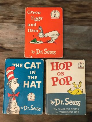 3 Vintage Dr.  Seuss Books,  All First Editions Cat In The Hat (1957/60/63).