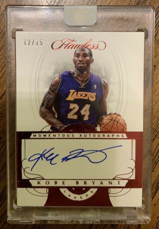 Kobe Bryant 2017 - 18 Panini Flawless Ruby Ssp 12/15 Momentous Autograph Lakers
