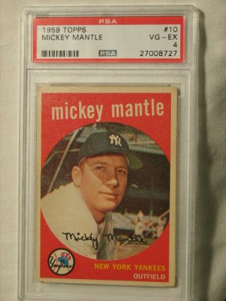 Mickey Mantle 1959 Topps 10 Psa 4 Vg - Ex