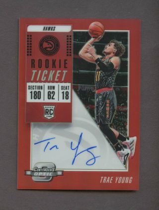 2018 - 19 Contenders Optic Rookie Ticket Red Trae Young Hawks Rc Auto 17/149