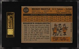 1960 Topps Mickey Mantle 350 SGC 5 EX (PWCC) 2