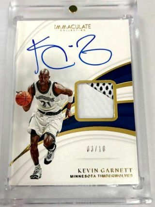 Kevin Garnett 2018 - 19 Immaculate Sneaker Swatch Signatures Relic Auto 03/10