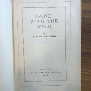 1936,  Gone With The Wind By Margaret Mitchell,  Hb,  Vintage Book Rare
