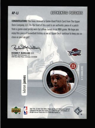 LEBRON JAMES 2004/05 SP GAME AUTHENTIC PATCHES 022/100 (2ND YEAR) SS8561 2