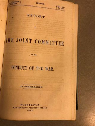 3 VOL.  JOINT COMMITTEE REPORT ON CONDUCT OF THE AMERICAN CIVIL WAR;1863 3
