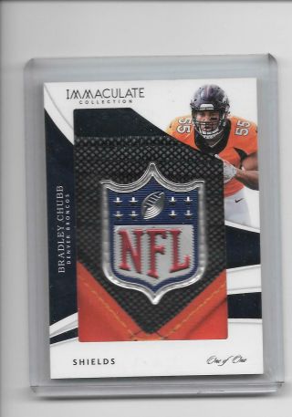 2018 Immaculate Bradley Chubb Rookie Nfl Shield Jersey Patch Relic 1/1