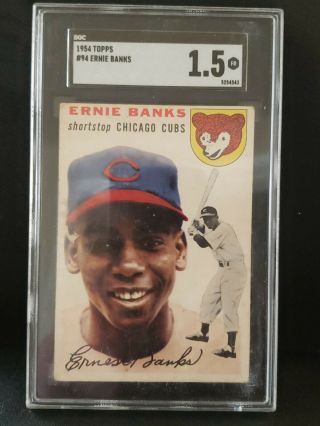 Ernie Banks 1954 Topps 94 Rc Rookie Card Chicago Cubs Hof Scg 1.  5
