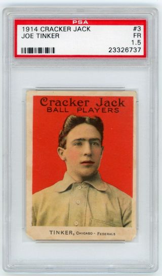 1914 Cracker Jack 3 Joe Tinker Psa 1.  5