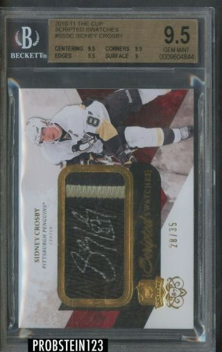2010 - 11 Ud The Cup Scripted Swatches Sidney Crosby Patch Auto /35 Bgs 9.  5
