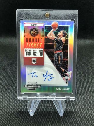2018 - 19 Contenders Optic Silver Rookie Ticket Trae Young Rc Auto Autograph