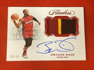 2018 - 19 Flawless Dwyane Wade Game Patch Auto 1/15 Miami Heat