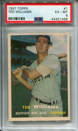 1957 Topps 1 Ted Williams Psa 6 Ex - Mt Boston Red Sox