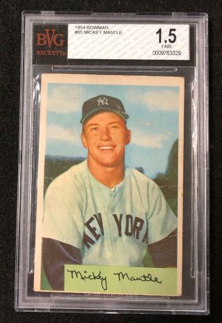 1954 Bowman Mickey Mantle 65 Bgs 1.  5 Yankees Bvg