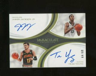2018 - 19 Immaculate Jaren Jackson Jr.  Trae Young Rc Dual Auto 8/49