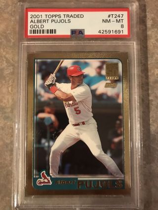 Albert Pujols 2001 Topps Traded Gold Rookie Rc /2001 Sp Psa 8 Angels