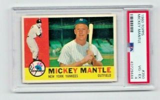 1960 Topps 350 Mickey Mantle Yankees Psa 4 Vg - Ex