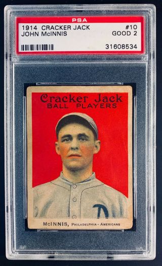 1914 Cracker Jack Baseball Card 10 John Mcinnis Psa 2