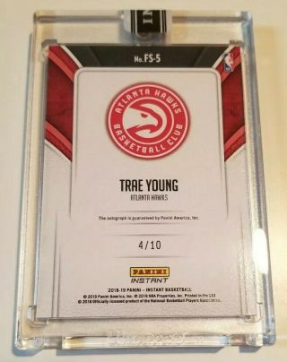 Trae Young 2018 - 19 Panini Instant Acces Floorboard Signatures RC Auto /10  2