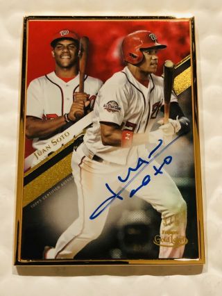 Juan Soto 2019 Topps Gold Label Red Parallel Gold Frame Auto 3/5 Nationals