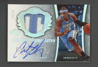 2005 - 06 Ud Exquisite Noble Nameplates Carmelo Anthony Nuggets Patch Auto /25