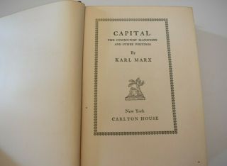 Capital: Communist Manifesto and Other Writings (1932) Karl Marx Hardcover 3