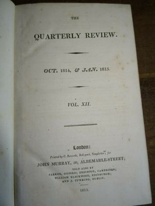 1815 Quarterly Review Vol Xii Flinders Terra Australis Lewis Clarke Moscow ^
