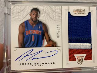 Andre Drummond 2012 - 13 National Treasures Rookie Patch Auto Rc Jersey Autograph