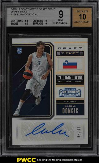 2018 Panini Contenders Ticket Luka Doncic Rookie Rc Auto /99 126 Bgs 9 (pwcc)