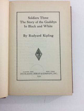 Soldiers Three The Story of The Gadsby.  - Rudyard Kipling (Hardcover,  1934) 3