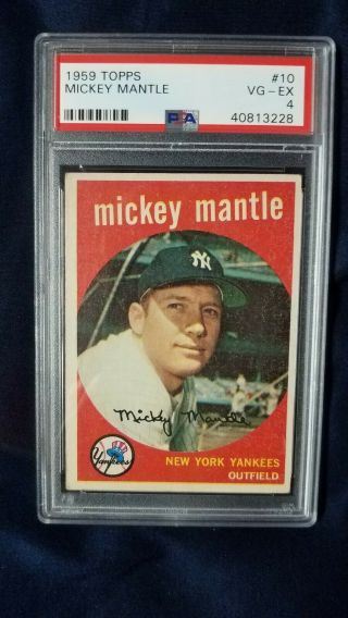 1959 Topps Mickey Mantle 10 Baseball Card Psa 4