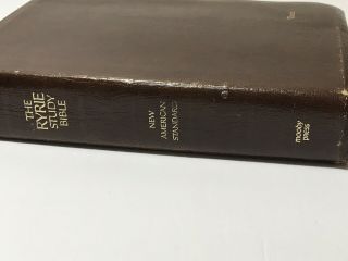 THE RYRIE STUDY BIBLE BROWN COWHIDE Bonded Leather NAS Moody Press 2