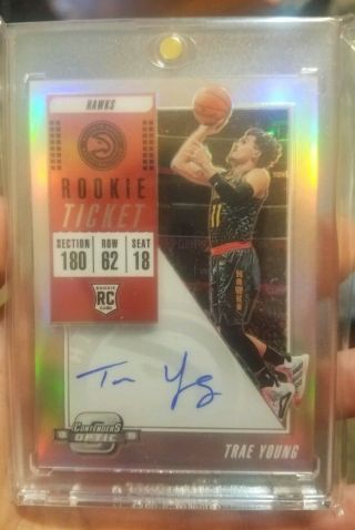 2018 - 19 Contenders Optic Rookie Ticket Trae Young Hawks Rc Rookie Auto